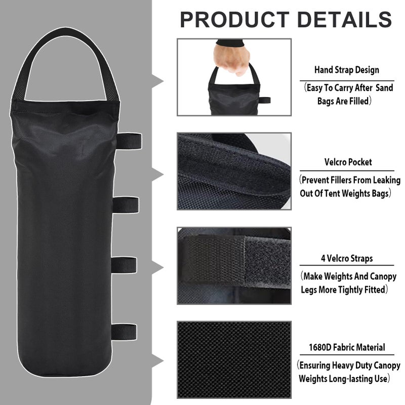 Eurmax USA Weight Capacity 112 LBS Extra Large Pop up Gazebos Weights Sand Bags for Pop up Canopy Tent Pergola Outdoor Instant Canopies, 4-Pack,Black (Without Sand) Dark Black - Image 3